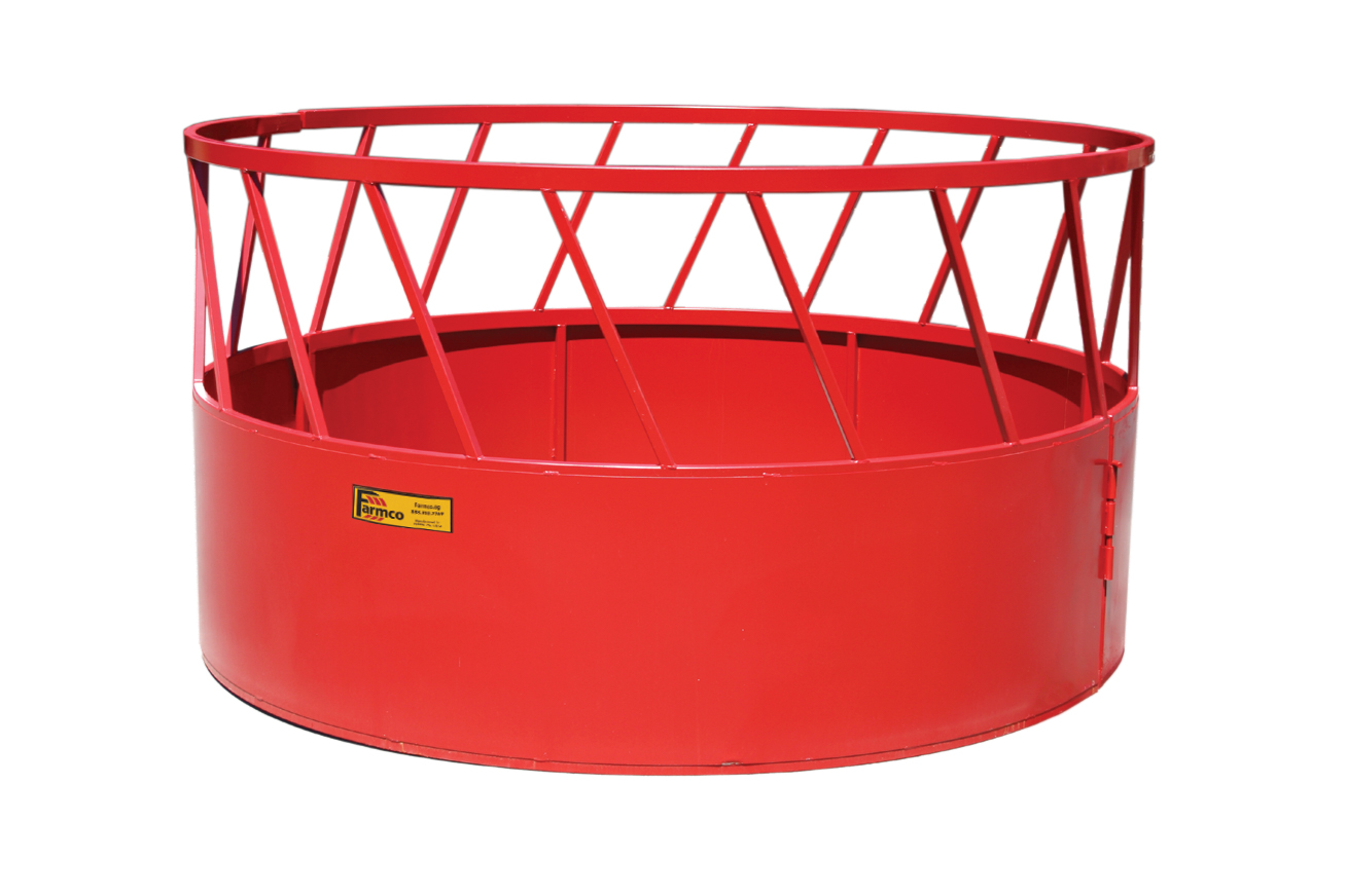 Full view of the round bale cattle feeders