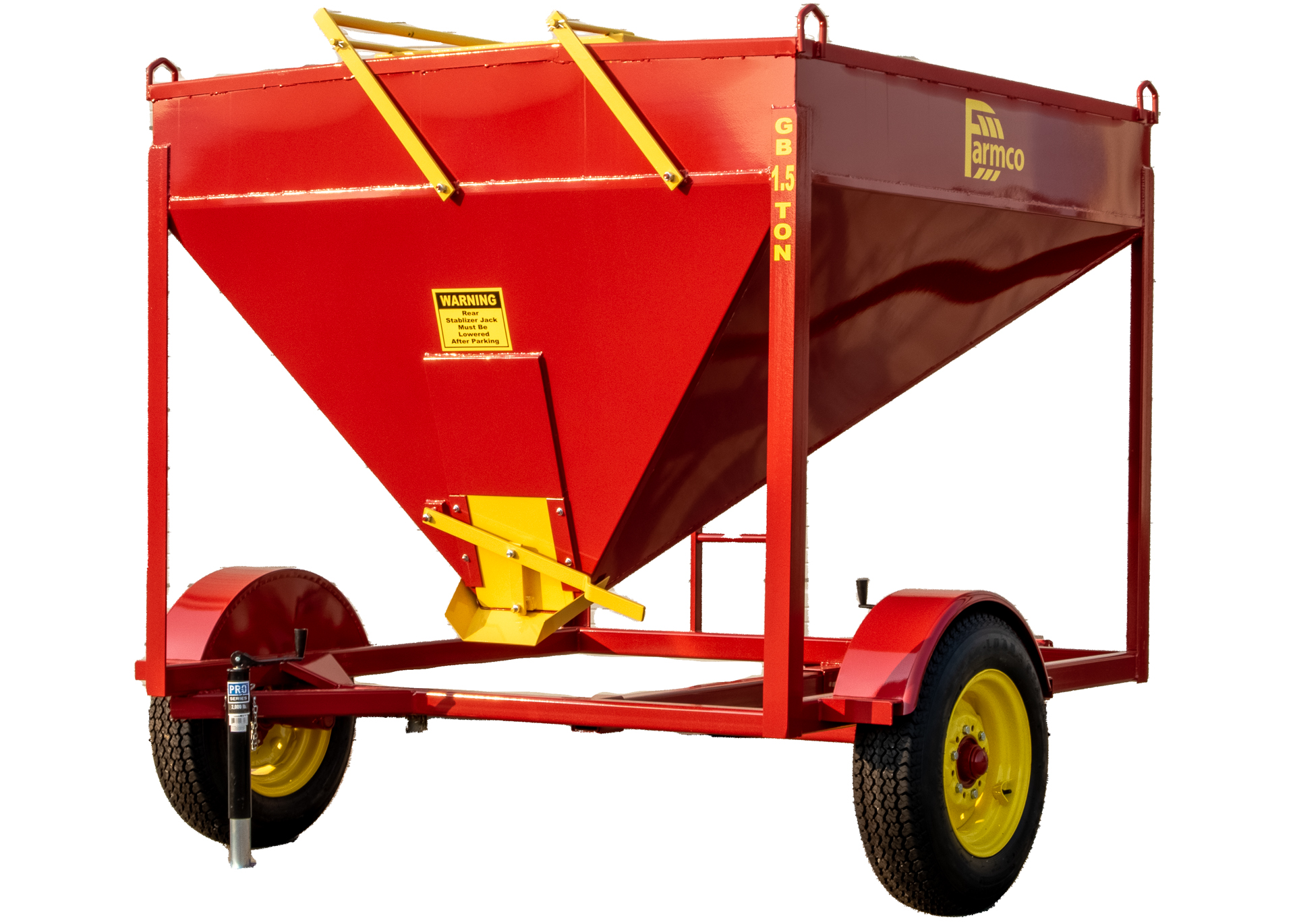 exterior of a top quality red and yellow 1 5 ton portable grain bin for sale