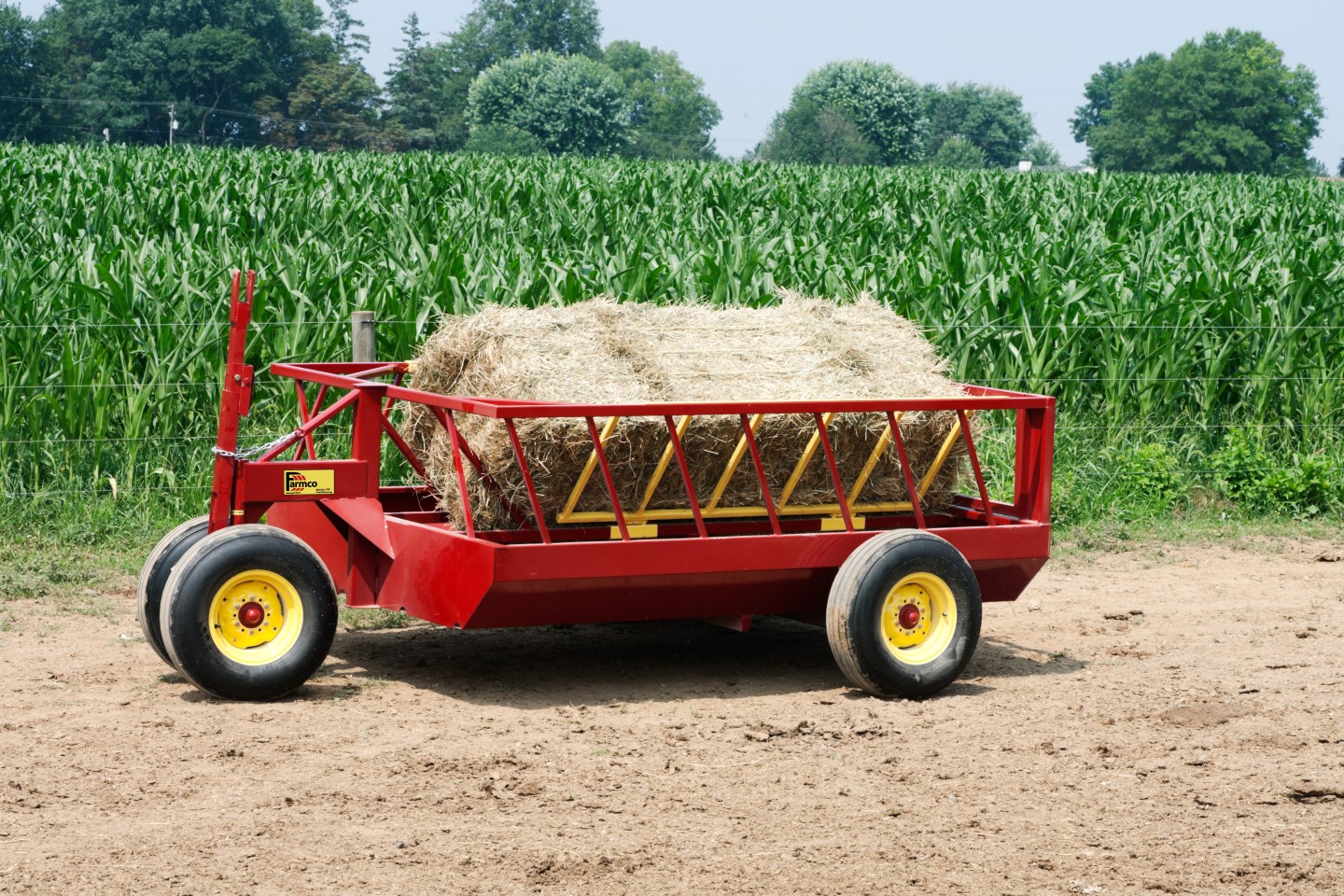 A cattle hay feeder on wheels which can qualify for farm tax deductions