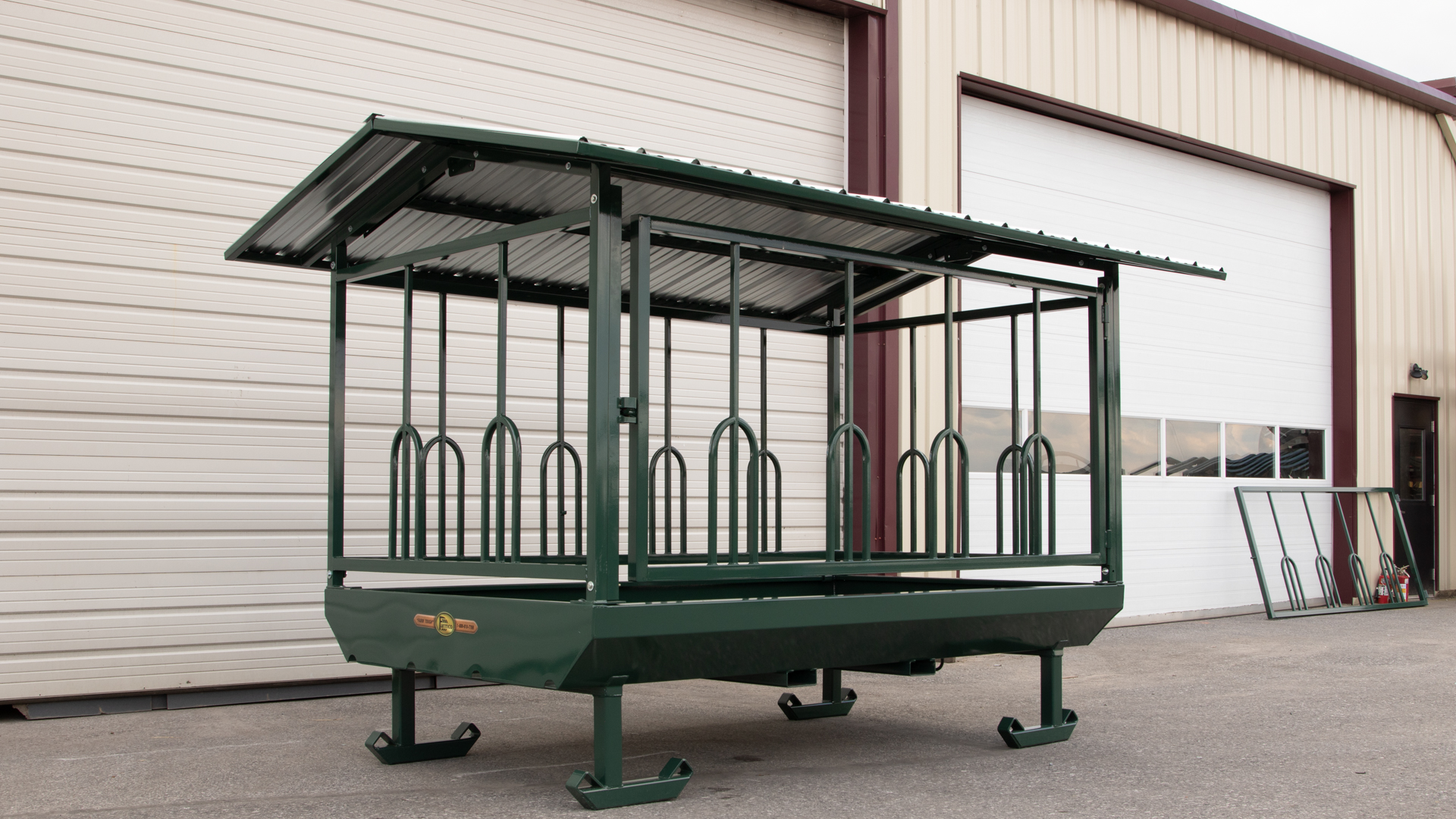 exterior of 10' metal hay feeder for sale