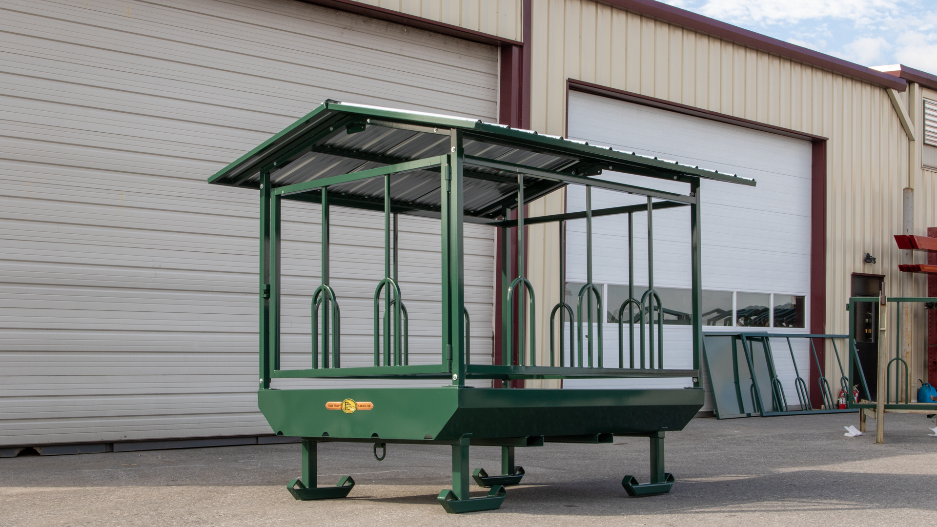 exterior of quality horse feeder that can hold squares bales of hay