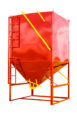red portable grain bin with ladder