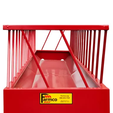 Front view of metal hay feeder