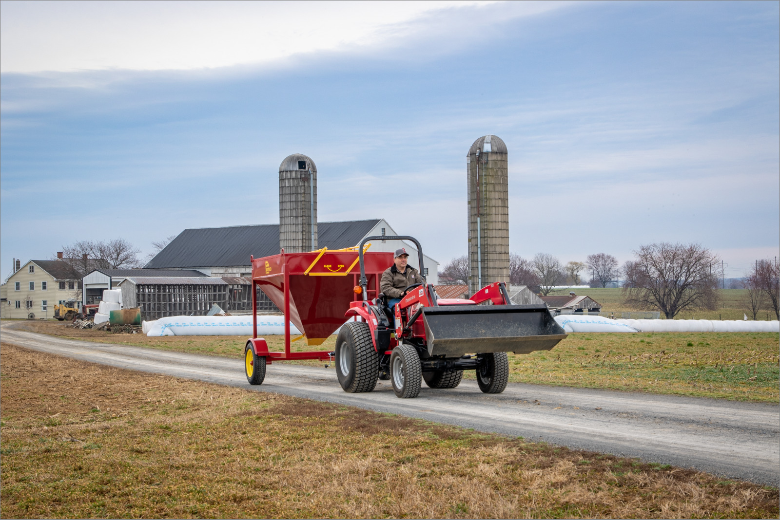 exterior of tractor and portable grain bin for sale in lancaster pa